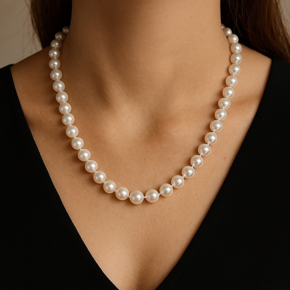 White bead necklace 18” long